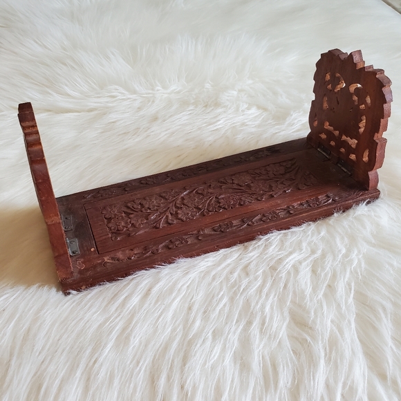 Vintage Handcarved Wood Boho Extending Book Holder